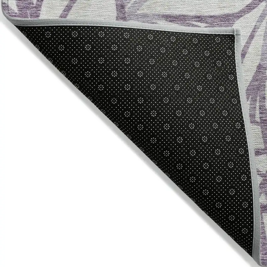 Purple Lavender And Beige Floral Washable Indoor Outdoor Area Rug Photo 2