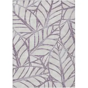 Photo of Purple Lavender And Beige Floral Washable Indoor Outdoor Area Rug