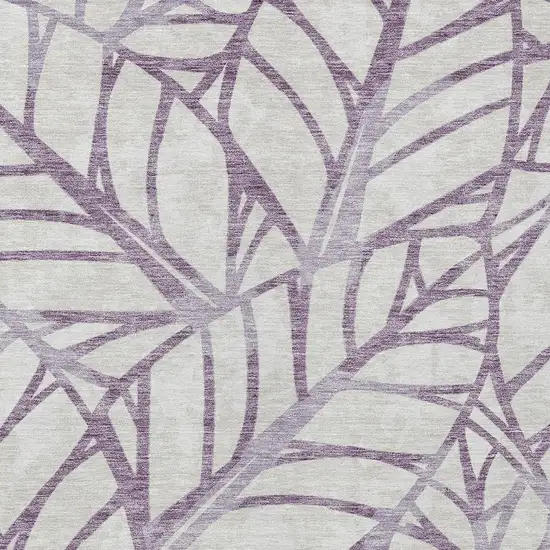 Purple Lavender And Beige Floral Washable Indoor Outdoor Area Rug Photo 4