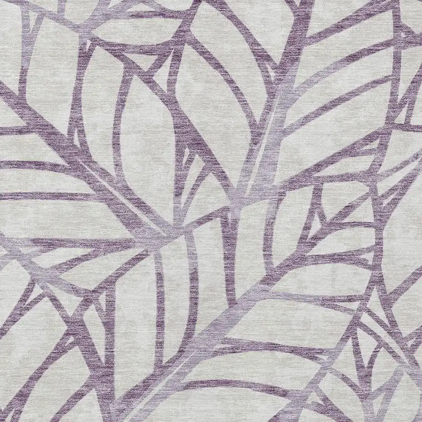 Purple Lavender And Beige Floral Washable Indoor Outdoor Area Rug Photo 4
