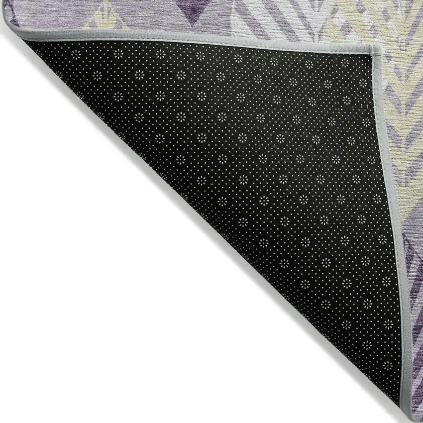 Purple Lavender And Beige Floral Washable Indoor Outdoor Area Rug Photo 2