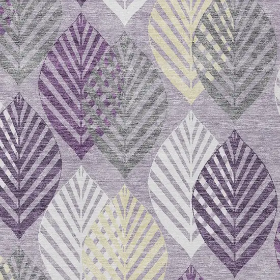 Purple Lavender And Beige Floral Washable Indoor Outdoor Area Rug Photo 5