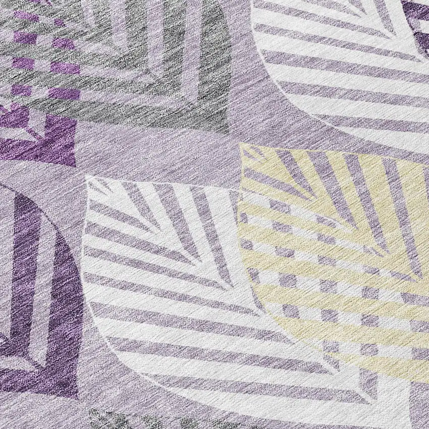 Purple Lavender And Beige Floral Washable Indoor Outdoor Area Rug Photo 4