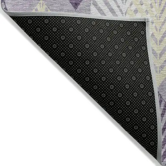 Purple Lavender And Beige Floral Washable Indoor Outdoor Area Rug Photo 2