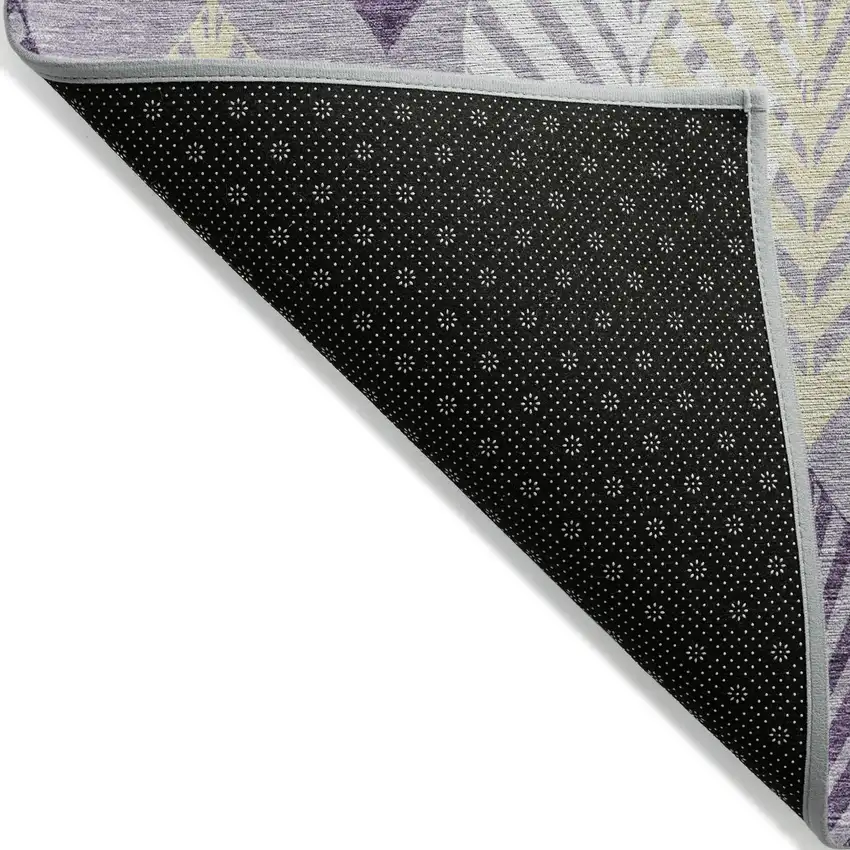 Purple Lavender And Beige Floral Washable Indoor Outdoor Area Rug Photo 2