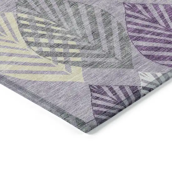 Purple Lavender And Beige Floral Washable Indoor Outdoor Area Rug Photo 3