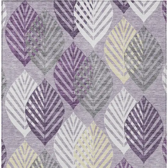 Purple Lavender And Beige Floral Washable Indoor Outdoor Area Rug Photo 5