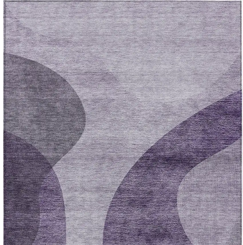 Purple Lavender And Eggplant Abstract Washable Indoor Outdoor Area Rug Photo 6