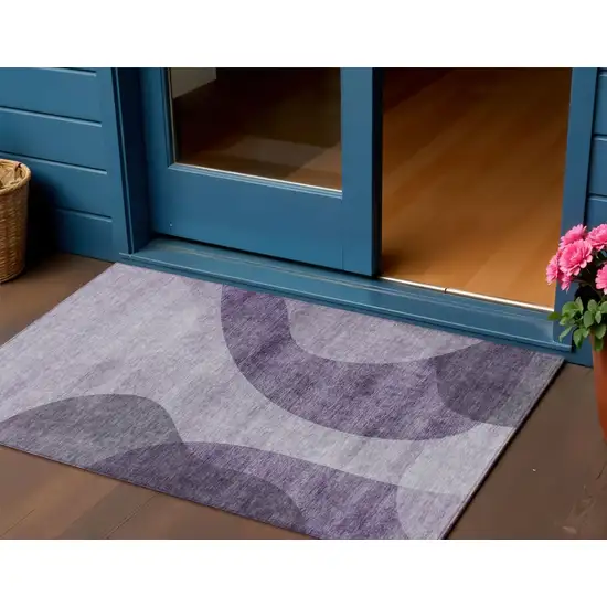 Purple Lavender And Eggplant Abstract Washable Indoor Outdoor Area Rug Photo 1