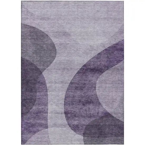 Purple Lavender And Eggplant Abstract Washable Indoor Outdoor Area Rug Photo 2