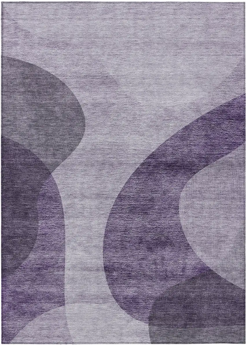 Purple Lavender And Eggplant Abstract Washable Indoor Outdoor Area Rug Photo 2