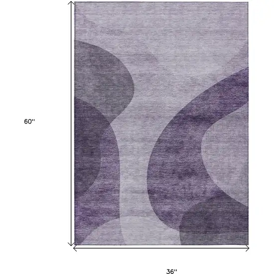 Purple Lavender And Eggplant Abstract Washable Indoor Outdoor Area Rug Photo 3
