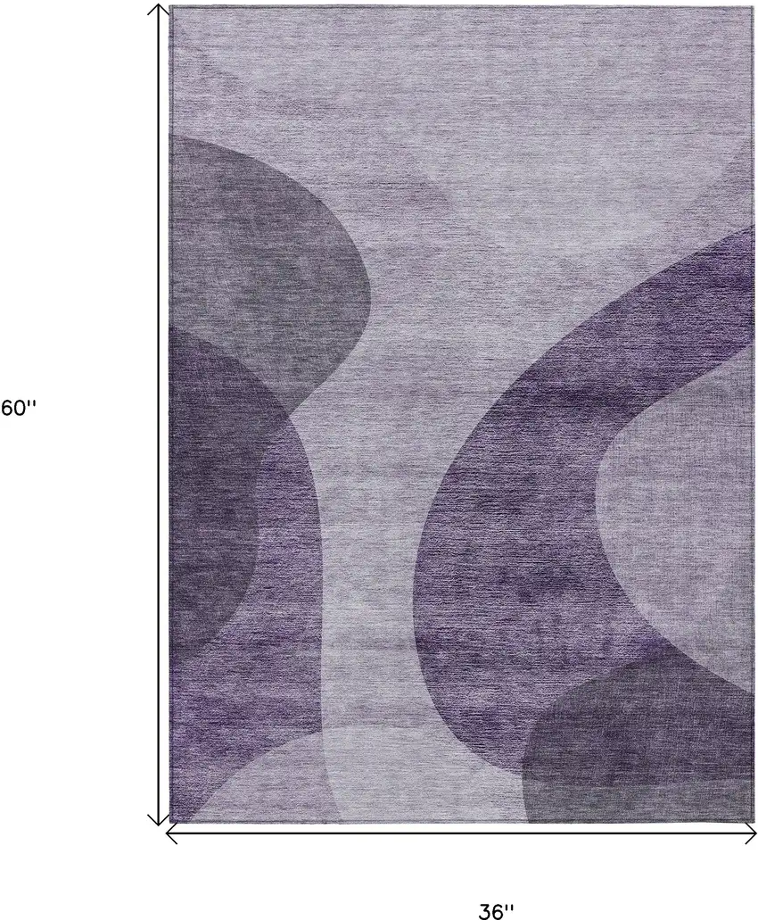 Purple Lavender And Eggplant Abstract Washable Indoor Outdoor Area Rug Photo 3