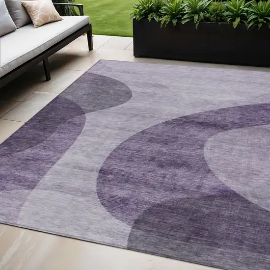 Purple Lavender And Eggplant Abstract Washable Indoor Outdoor Area Rug Photo 1