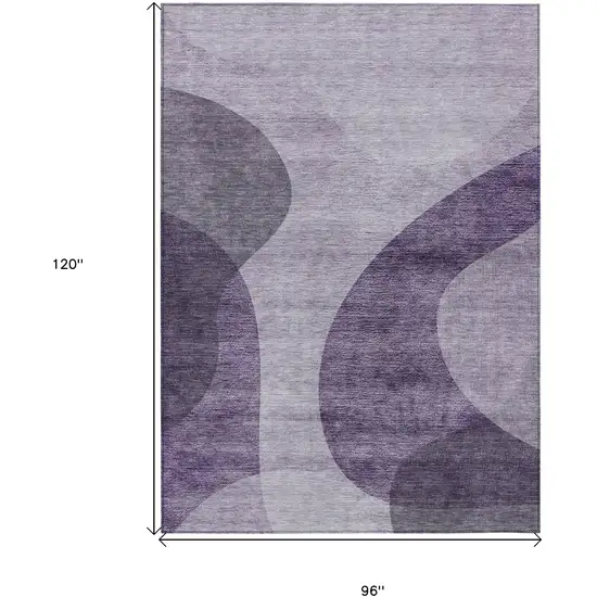 Purple Lavender And Eggplant Abstract Washable Indoor Outdoor Area Rug Photo 3
