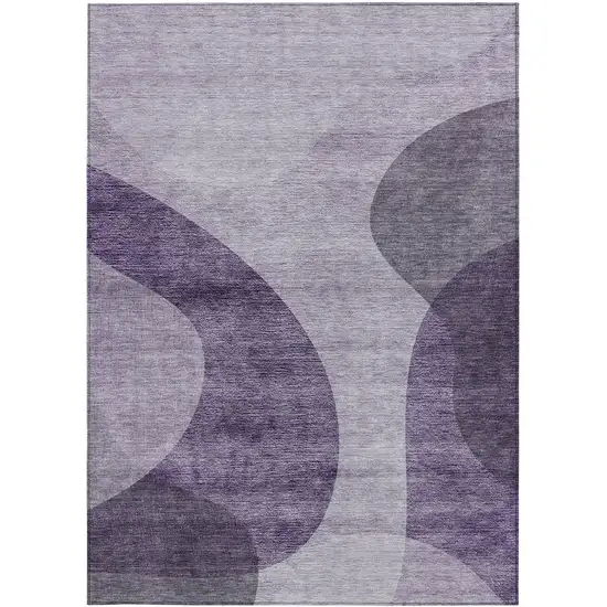 Purple Lavender And Eggplant Abstract Washable Indoor Outdoor Area Rug Photo 6
