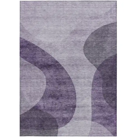 Purple Lavender And Eggplant Abstract Washable Indoor Outdoor Area Rug Photo 6