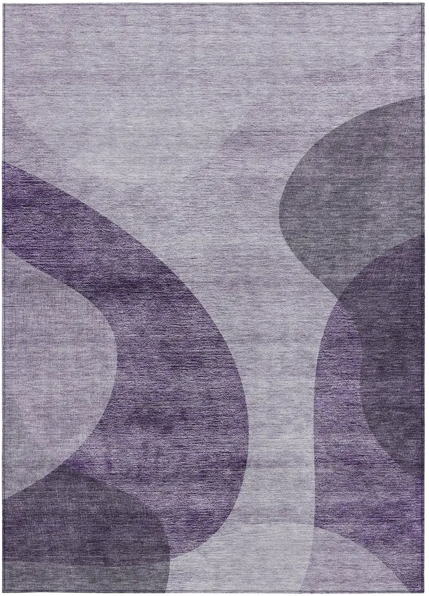 Purple Lavender And Eggplant Abstract Washable Indoor Outdoor Area Rug Photo 6