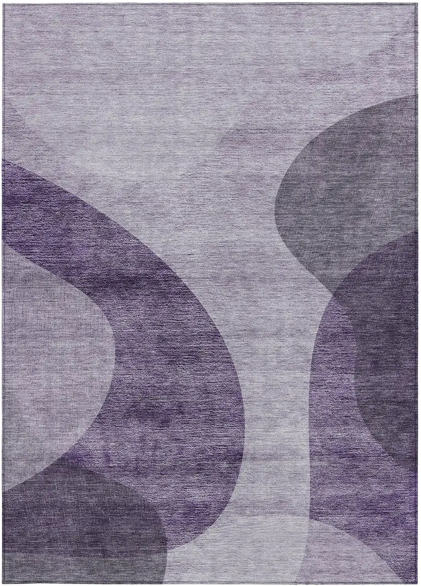 Purple Lavender And Eggplant Abstract Washable Indoor Outdoor Area Rug Photo 6