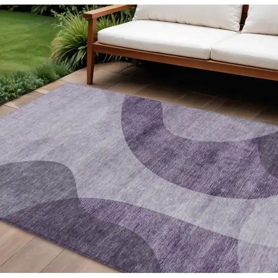 Purple Lavender And Eggplant Abstract Washable Indoor Outdoor Area Rug Photo 1
