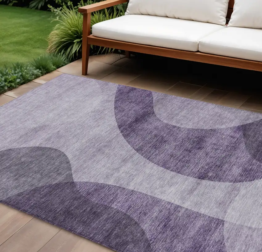 Purple Lavender And Eggplant Abstract Washable Indoor Outdoor Area Rug Photo 1