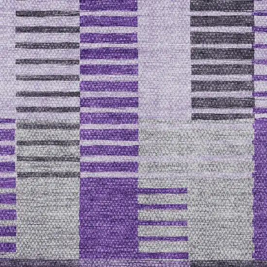Purple Lavender And Eggplant Striped Washable Indoor Outdoor Area Rug Photo 5