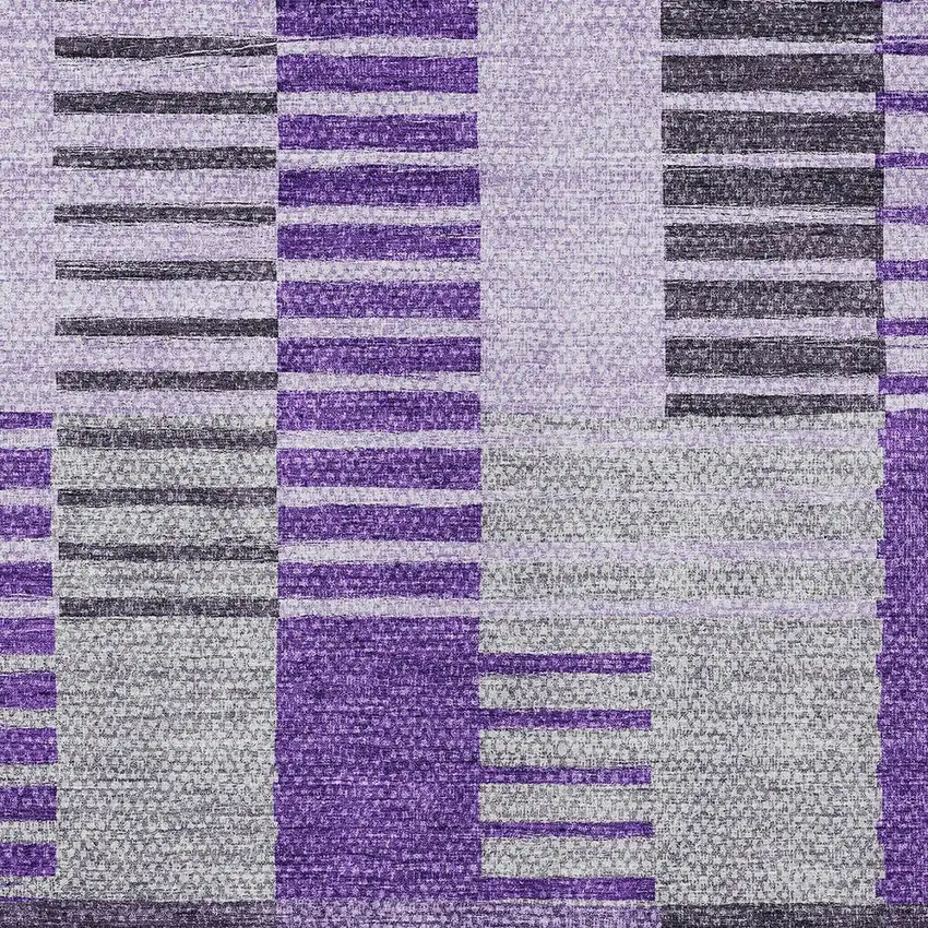 Purple Lavender And Eggplant Striped Washable Indoor Outdoor Area Rug Photo 5
