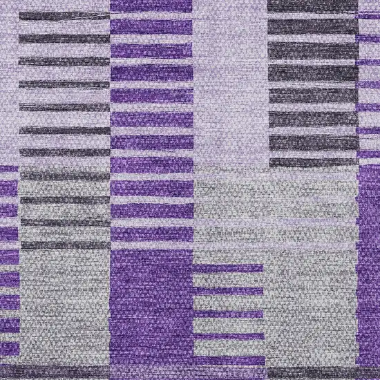 Purple Lavender And Eggplant Striped Washable Indoor Outdoor Area Rug Photo 5