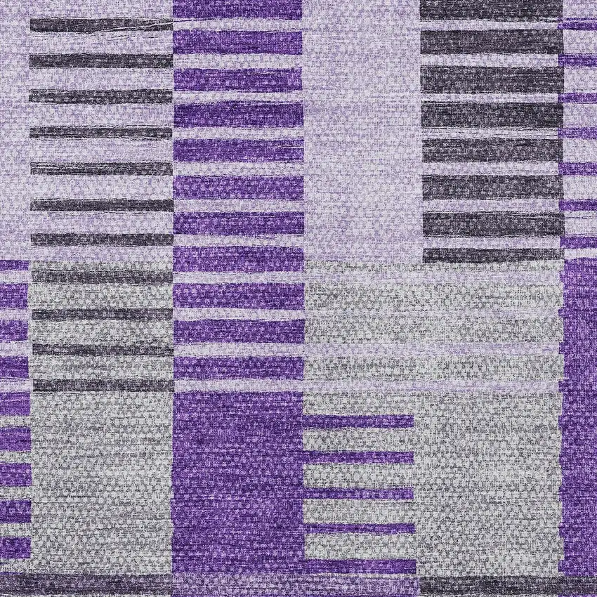 Purple Lavender And Eggplant Striped Washable Indoor Outdoor Area Rug Photo 5