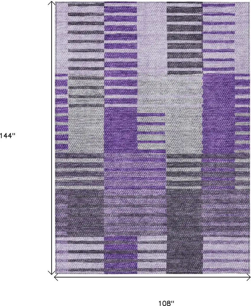Purple Lavender And Eggplant Striped Washable Indoor Outdoor Area Rug Photo 3