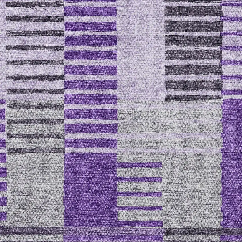 Purple Lavender And Eggplant Striped Washable Indoor Outdoor Area Rug Photo 5