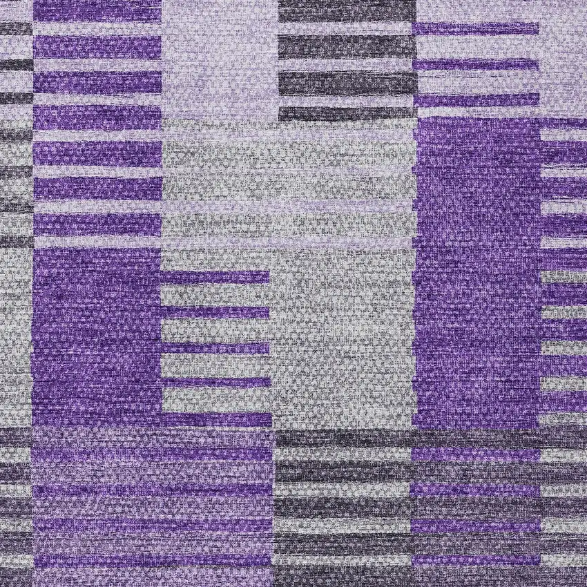 Purple Lavender And Eggplant Striped Washable Indoor Outdoor Area Rug Photo 5