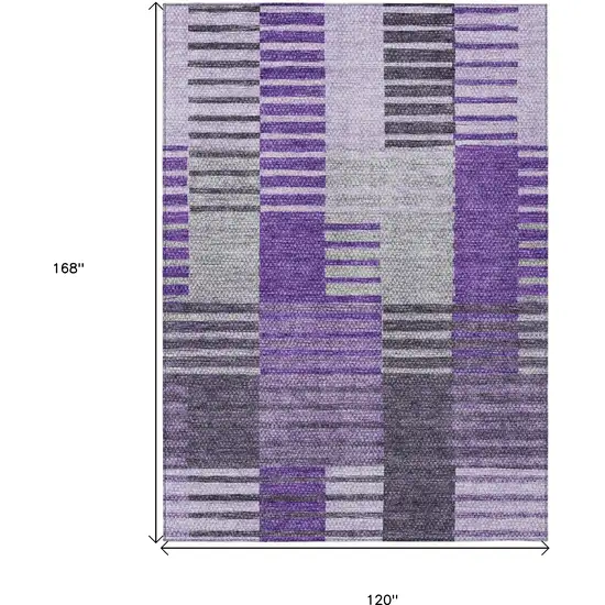 Purple Lavender And Eggplant Striped Washable Indoor Outdoor Area Rug Photo 3