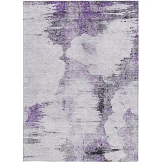 Purple Lavender And Gray Abstract Washable Indoor Outdoor Area Rug Photo 3