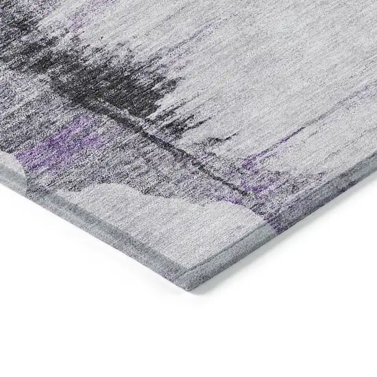 Purple Lavender And Gray Abstract Washable Indoor Outdoor Area Rug Photo 2