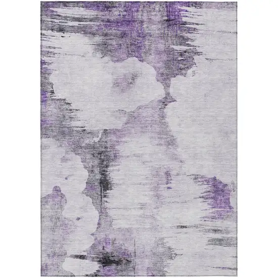 Purple Lavender And Gray Abstract Washable Indoor Outdoor Area Rug Photo 1