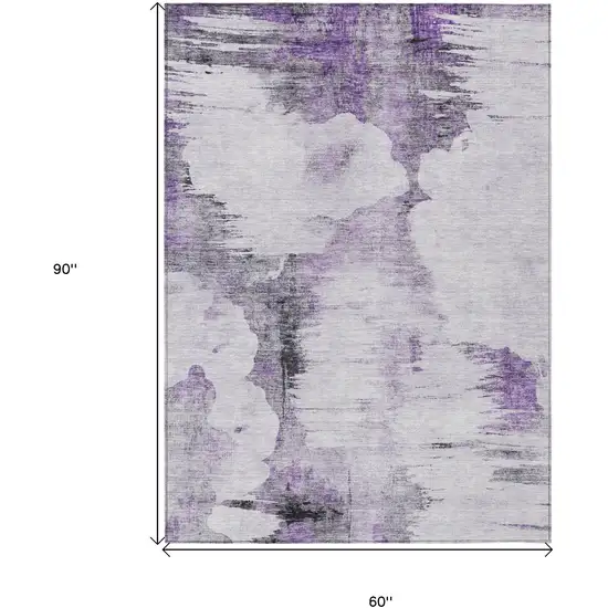 Purple Lavender And Gray Abstract Washable Indoor Outdoor Area Rug Photo 9