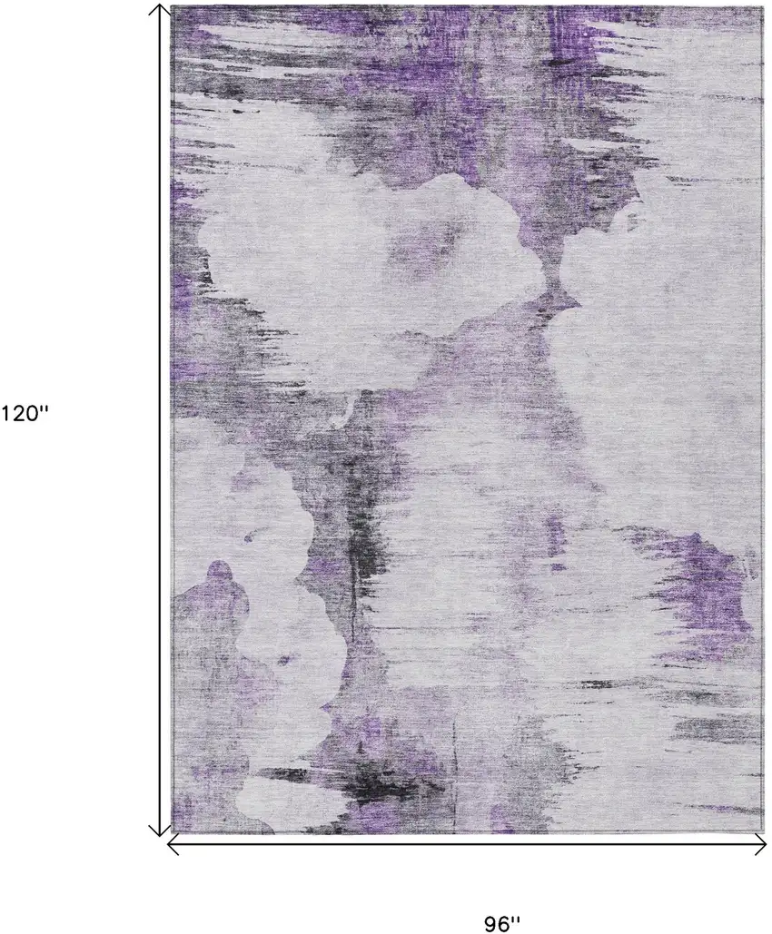 Purple Lavender And Gray Abstract Washable Indoor Outdoor Area Rug Photo 8