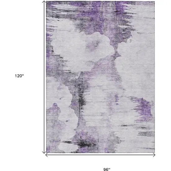 Purple Lavender And Gray Abstract Washable Indoor Outdoor Area Rug Photo 8