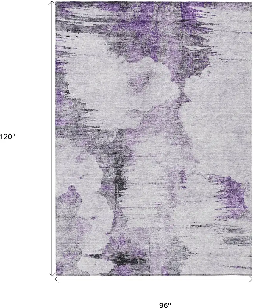 Purple Lavender And Gray Abstract Washable Indoor Outdoor Area Rug Photo 8