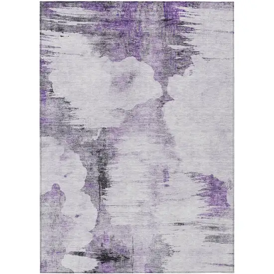Purple Lavender And Gray Abstract Washable Indoor Outdoor Area Rug Photo 1
