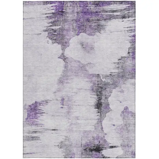 Purple Lavender And Gray Abstract Washable Indoor Outdoor Area Rug Photo 5