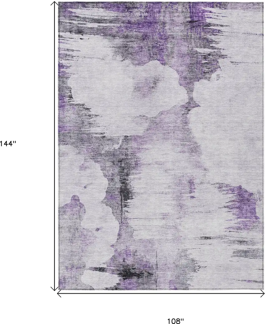 Purple Lavender And Gray Abstract Washable Indoor Outdoor Area Rug Photo 9
