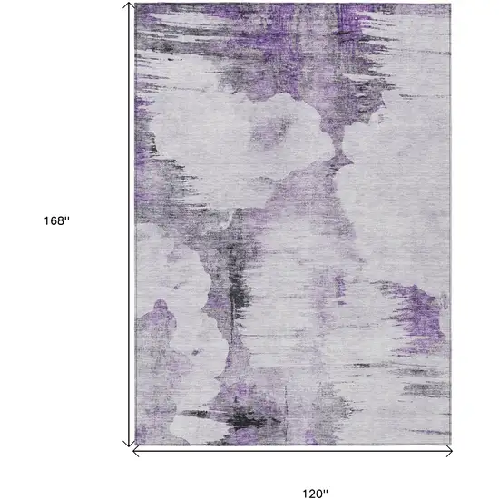 Purple Lavender And Gray Abstract Washable Indoor Outdoor Area Rug Photo 9