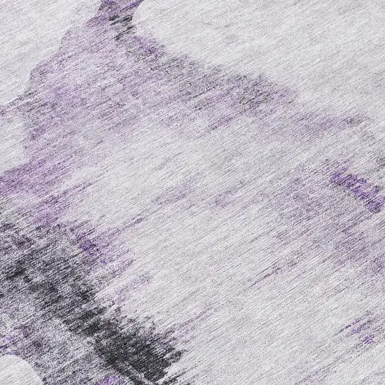 Purple Lavender And Gray Abstract Washable Indoor Outdoor Area Rug Photo 7