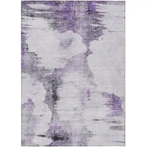 Photo of Purple Lavender And Gray Abstract Washable Indoor Outdoor Area Rug