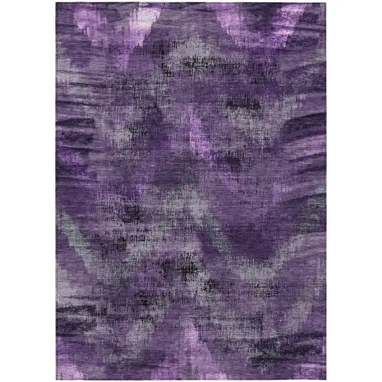 Purple Lavender And Gray Abstract Washable Indoor Outdoor Area Rug Photo 2