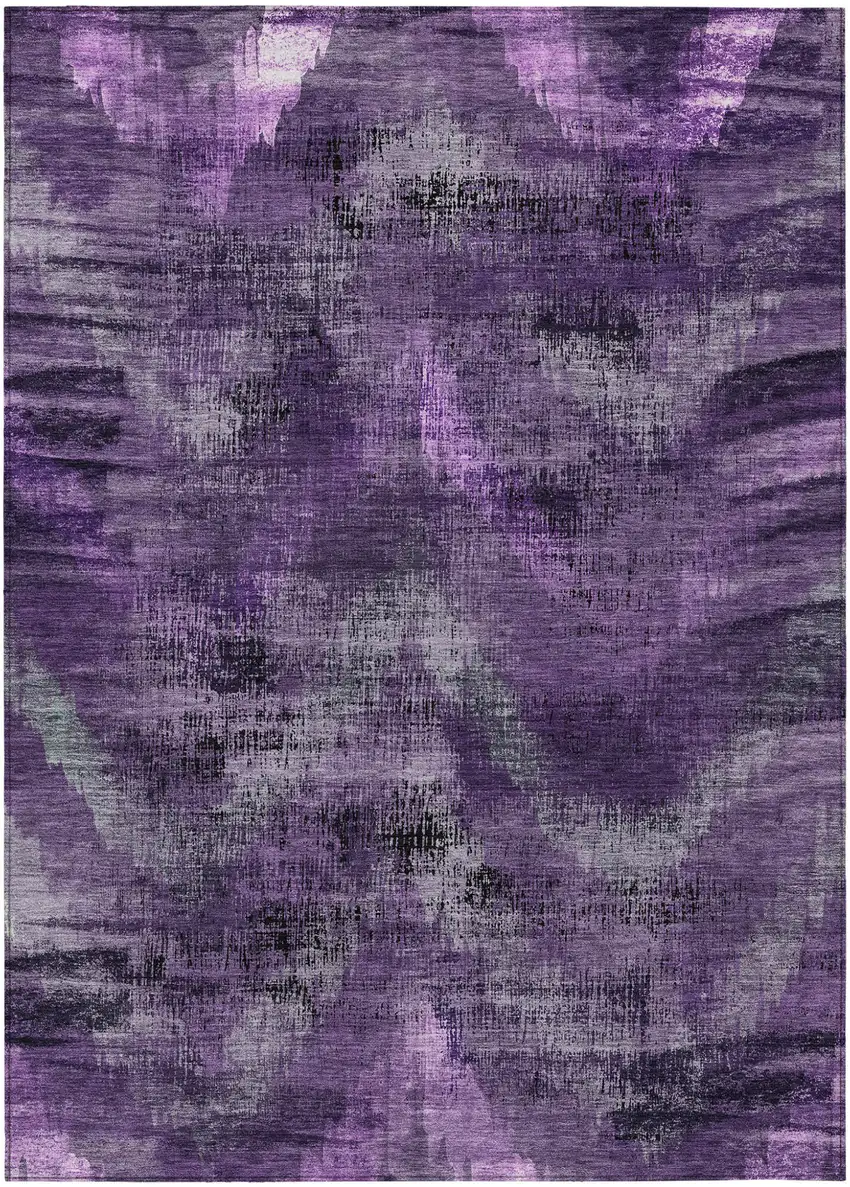 Purple Lavender And Gray Abstract Washable Indoor Outdoor Area Rug Photo 2
