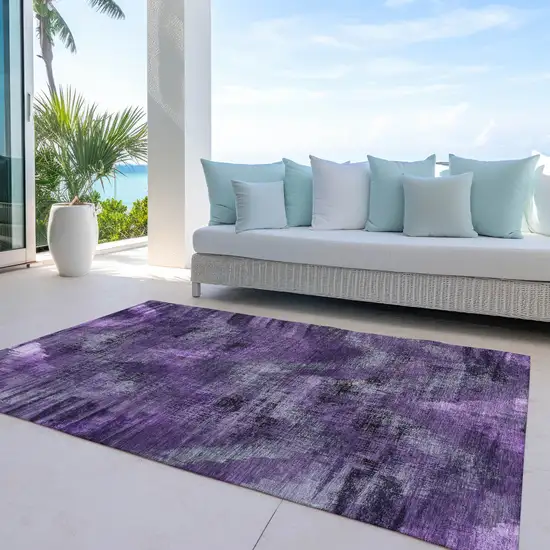 Purple Lavender And Gray Abstract Washable Indoor Outdoor Area Rug Photo 7