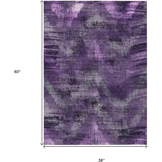 Purple Lavender And Gray Abstract Washable Indoor Outdoor Area Rug Photo 7